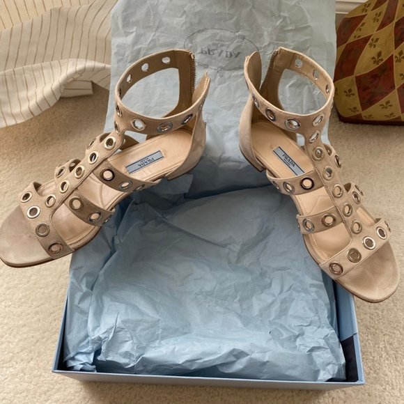 Prada Rivet-Studded Caged Flat - Picture 1 of 10